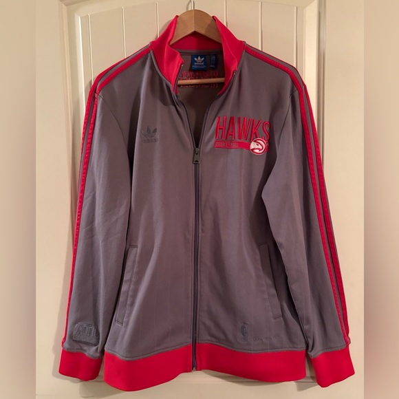 adidas Other - Adidas Gray and Red Atlanta Hawks Member Jacket
